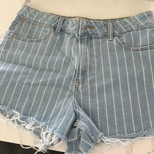 Blue and white striped women’s shorts